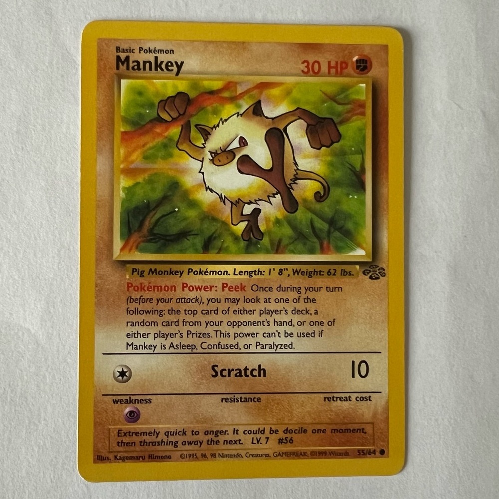 Vintage Pokemon Mankey Playing Card